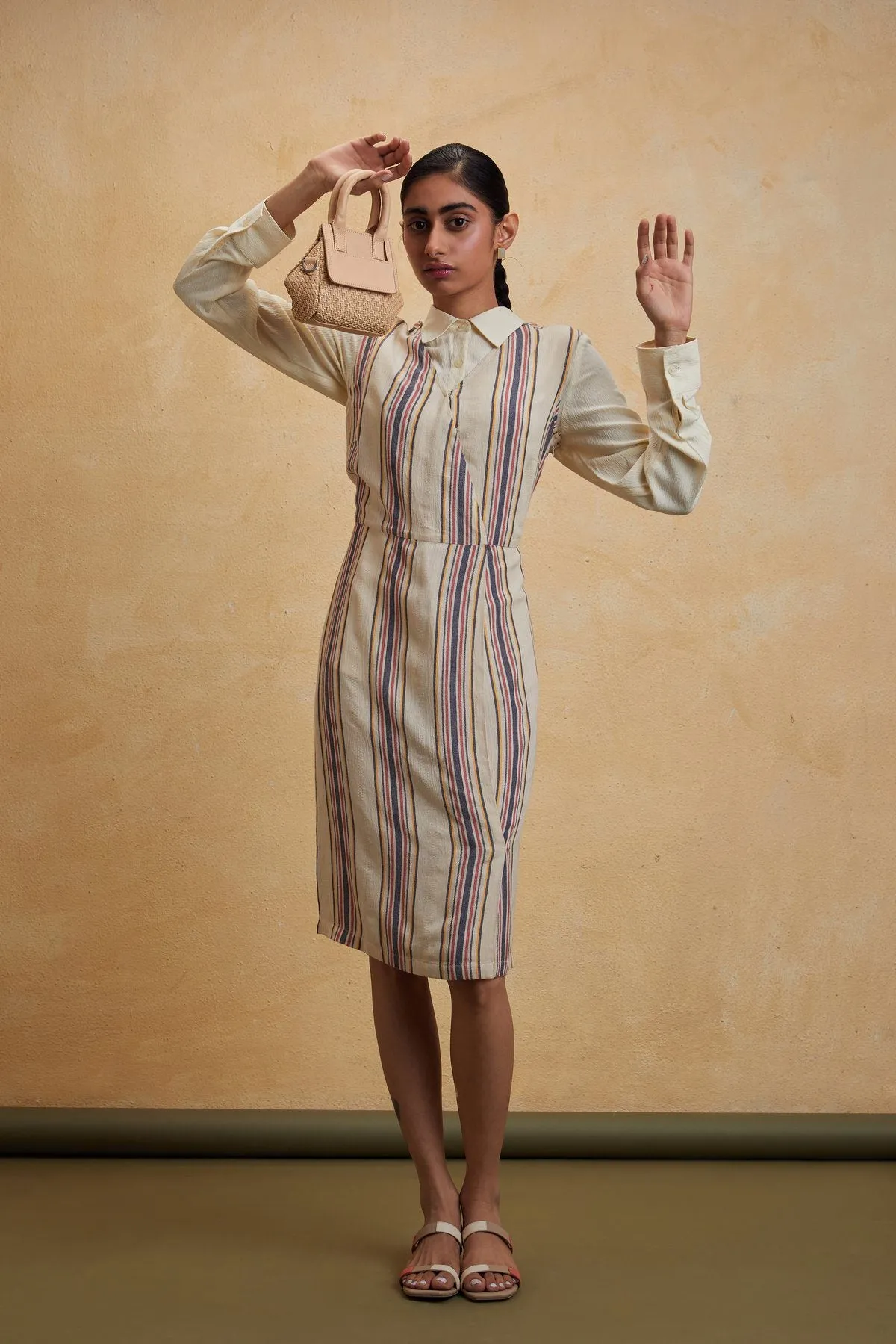 Striped Sheath Dress for Ladies workwear