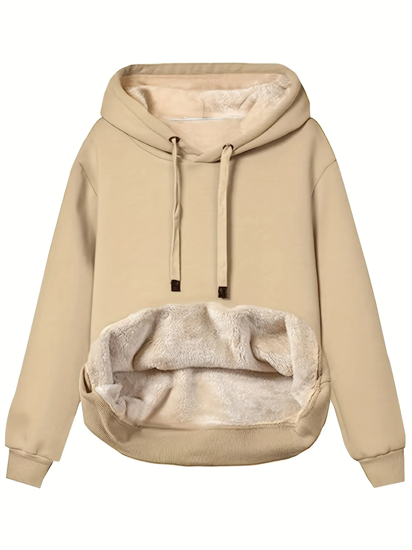 Stylish Womens Hoodie Solid Kangaroo Pocket for Fall  Winter