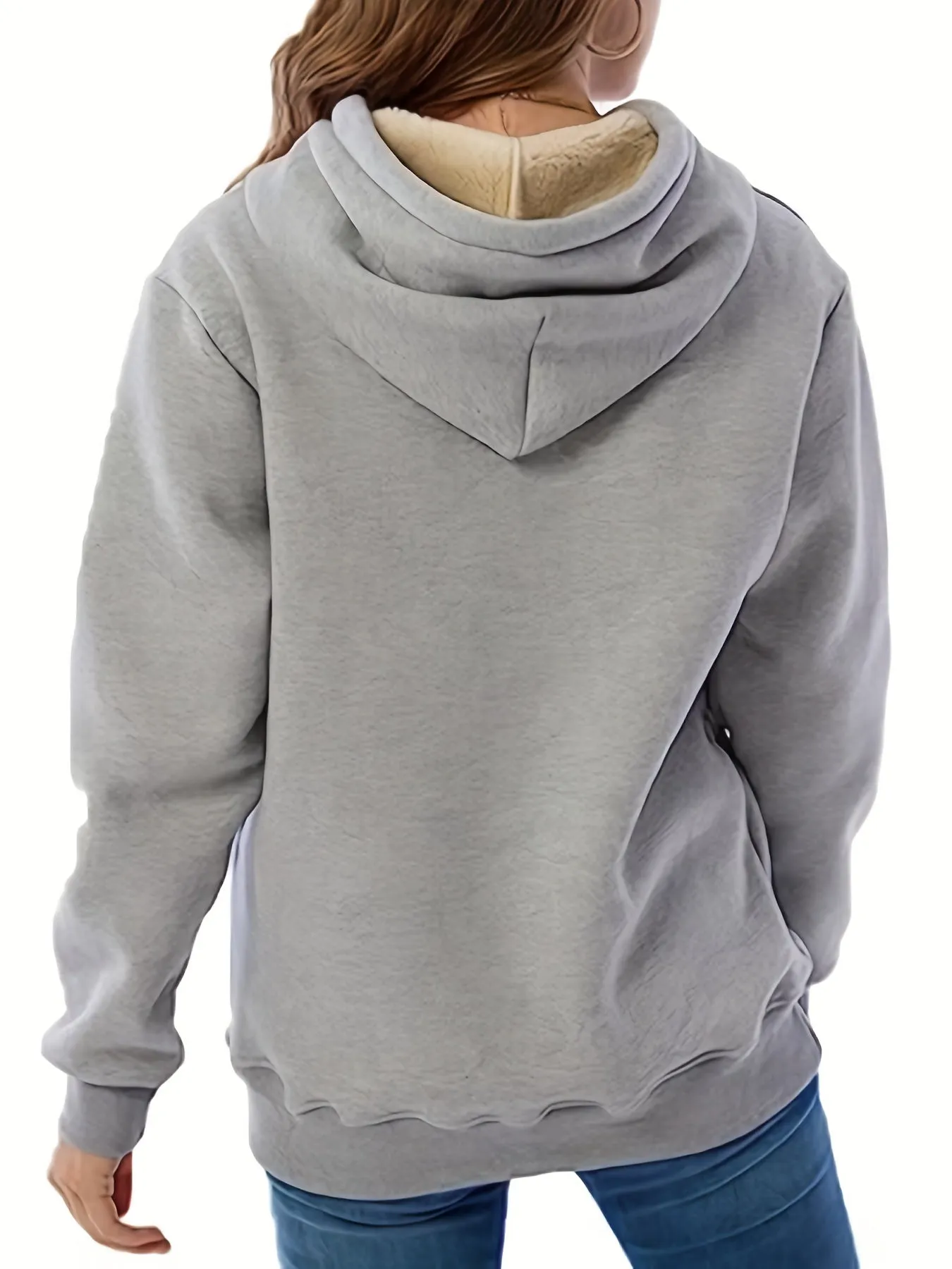 Stylish Womens Hoodie Solid Kangaroo Pocket for Fall  Winter