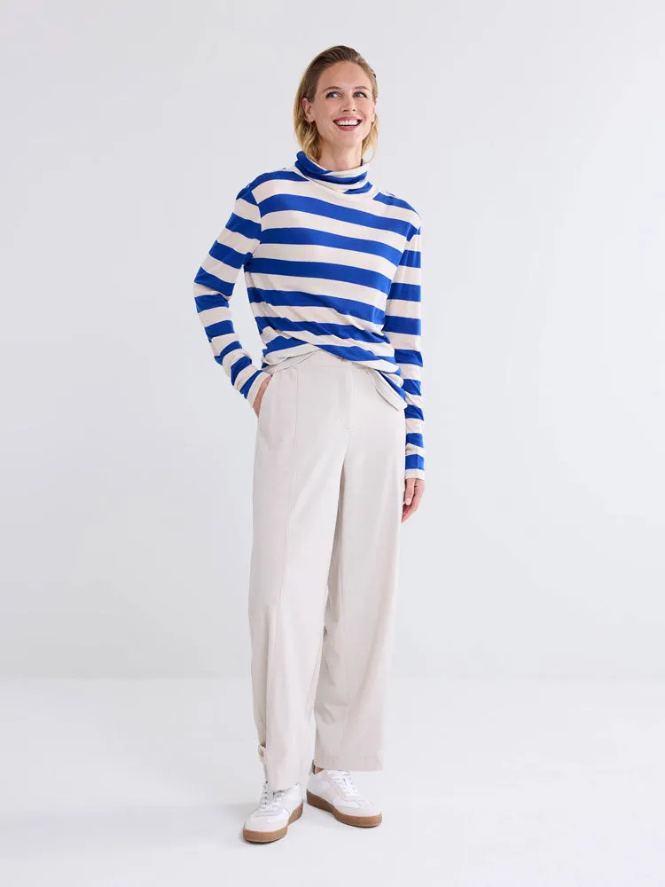 Summum Striped Sheer Turtleneck Top Royal Blue