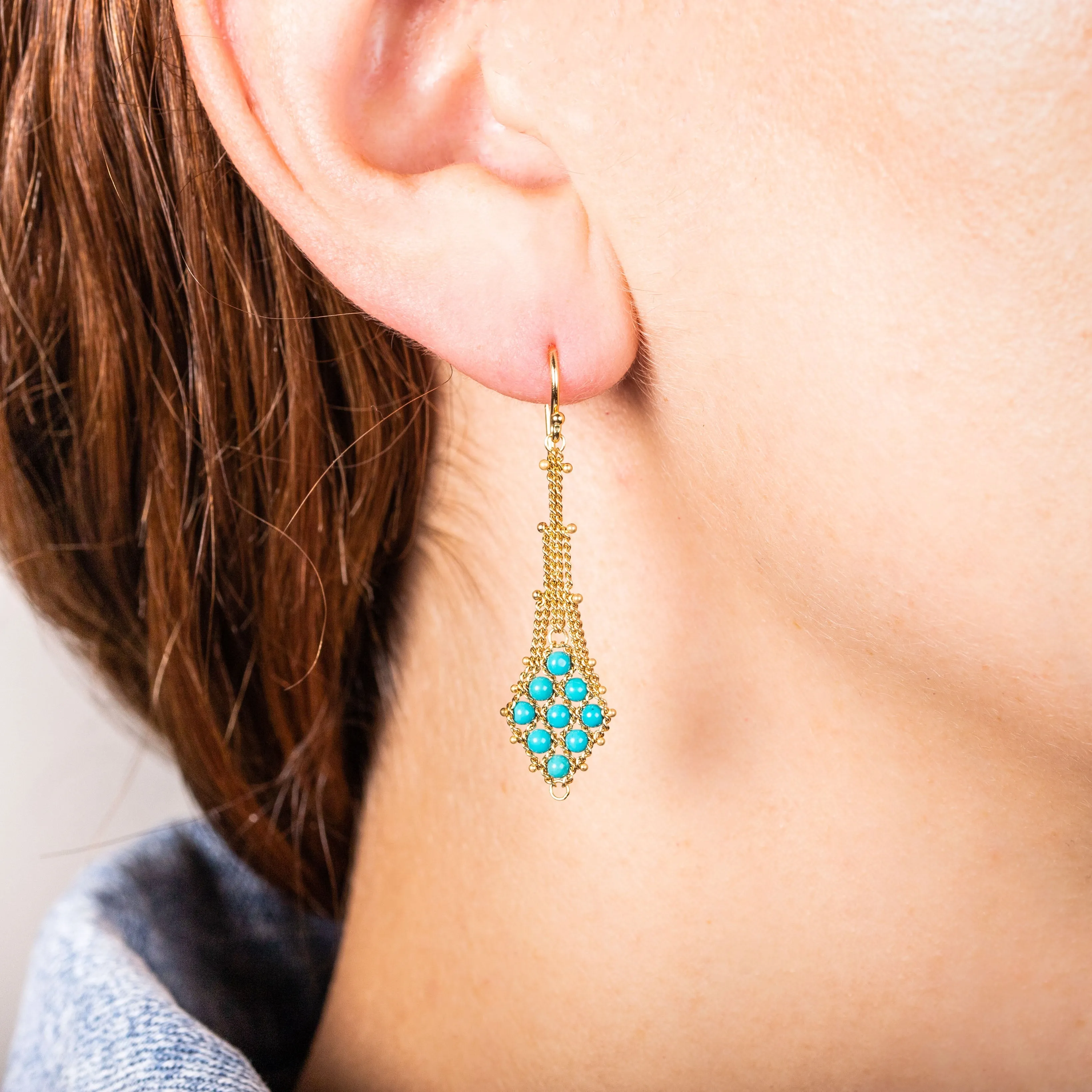 Suspended Lattice Earrings in Turquoise