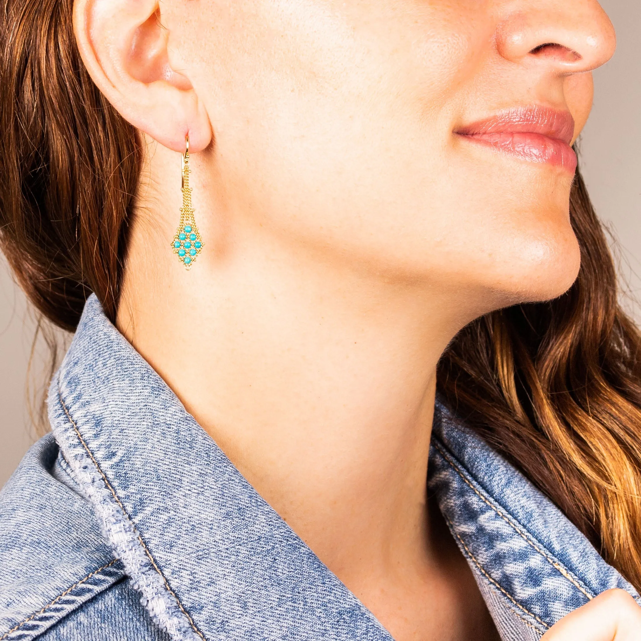 Suspended Lattice Earrings in Turquoise