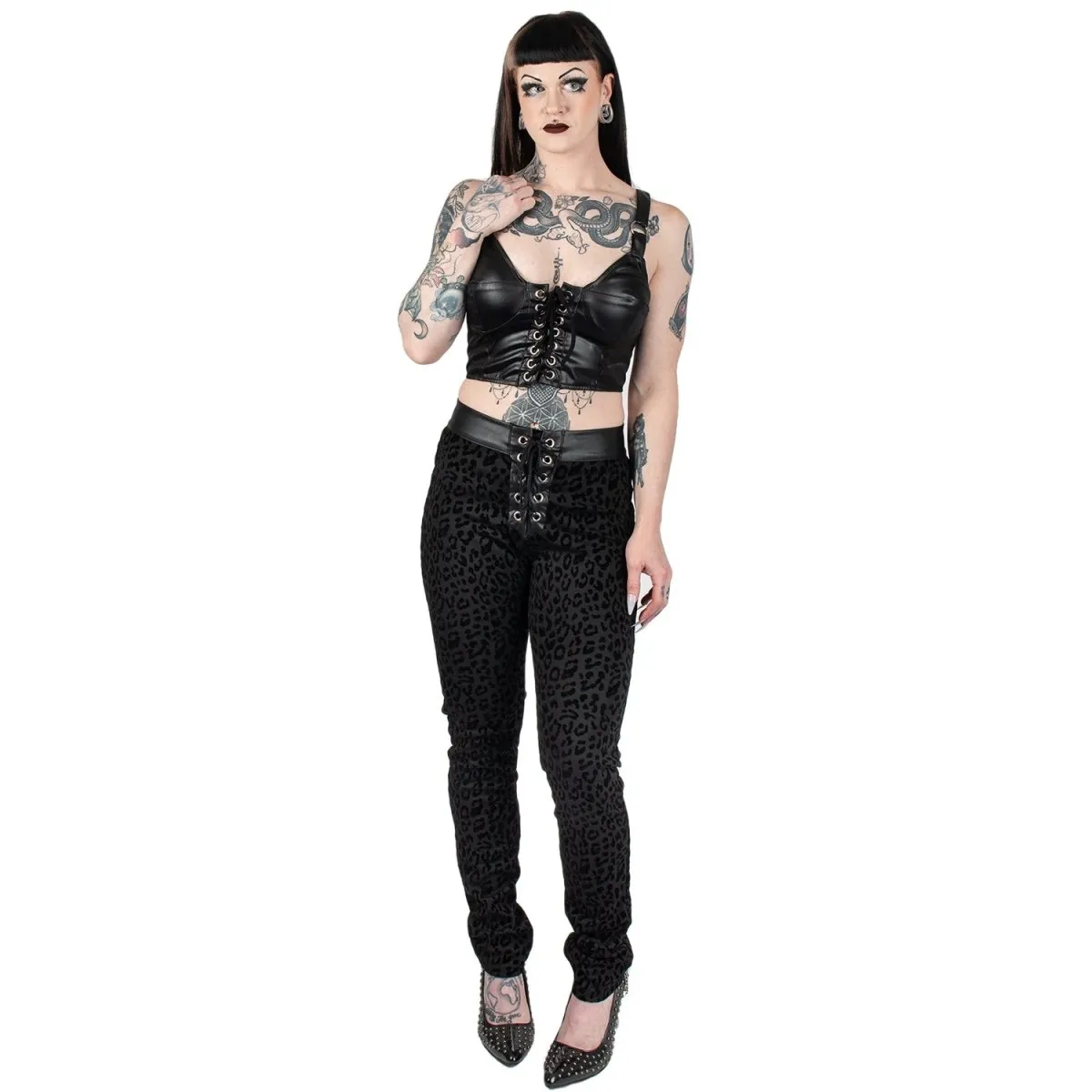 Switchblade Stiletto  | Black Leopard High Waisted Rebel Pants