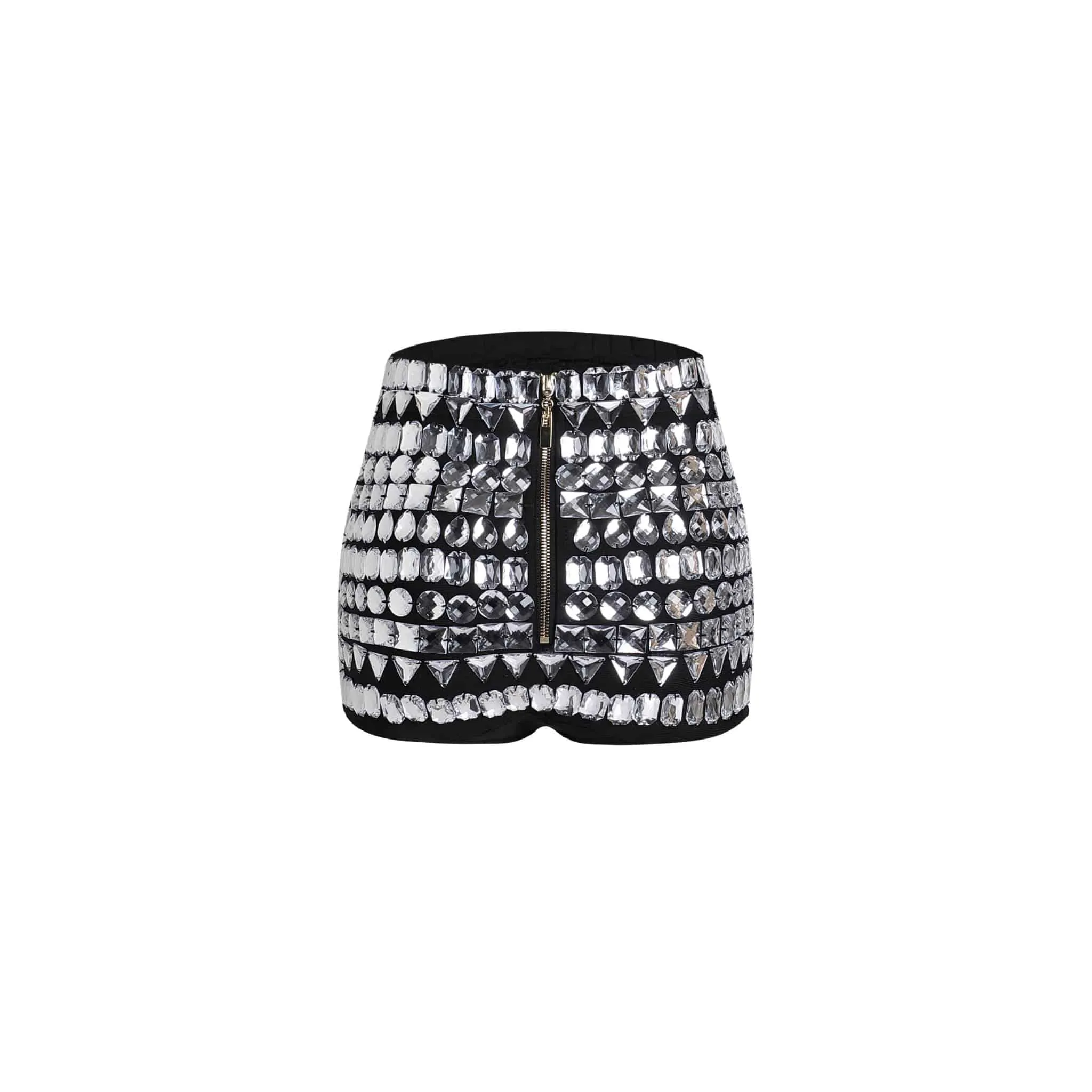 Tabby Back Zipper Rhinestone Shorts