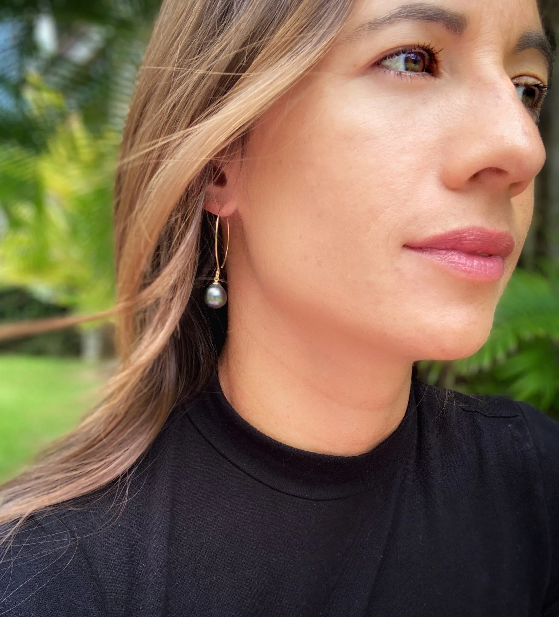 Tahitian Pearl Half Moon Earrings