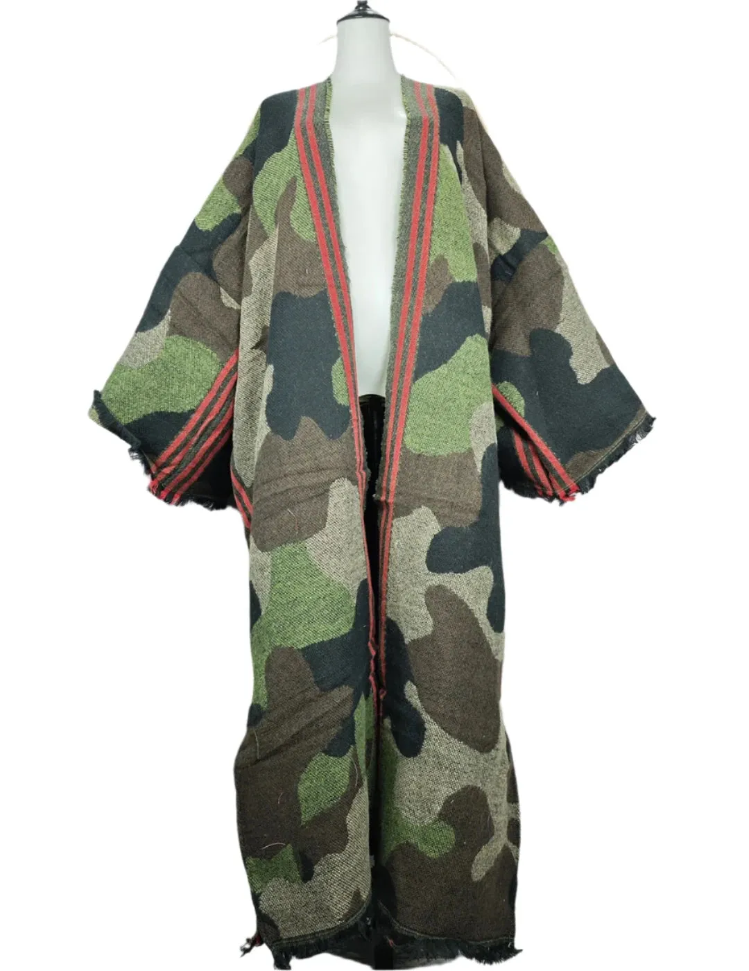 TEEK - Camouflage Open Front Long Cardigan