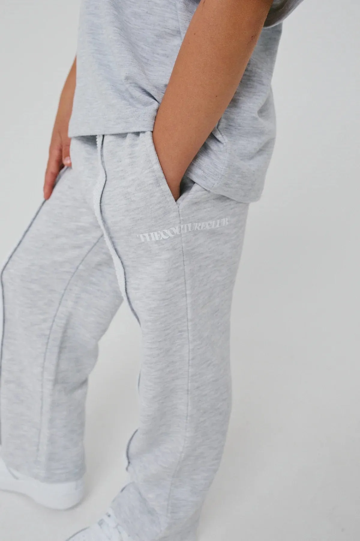 The Couture Club Kids Raw Seam Members Only Joggers in Grey