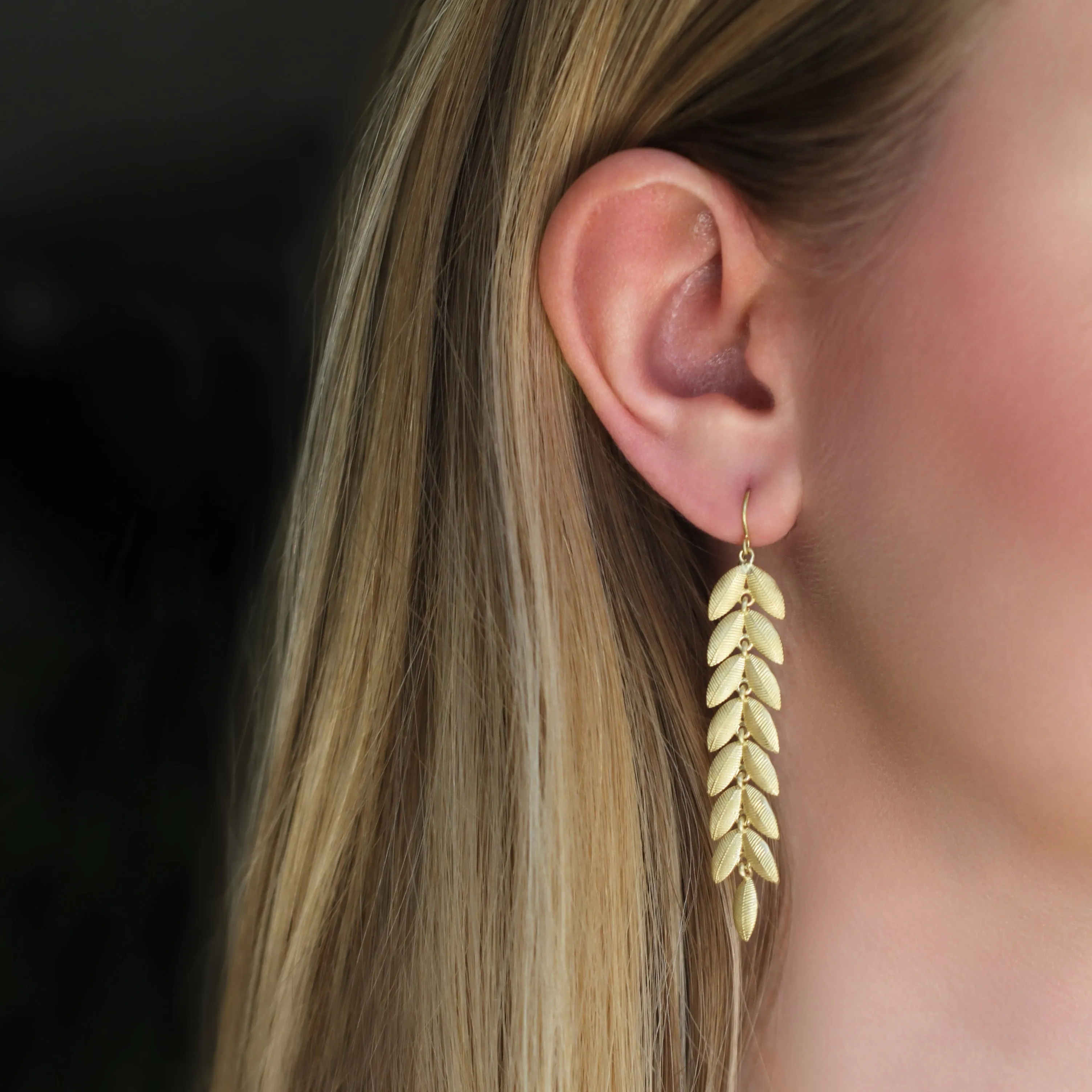 The Long Lotus Leaf Dangle Earring