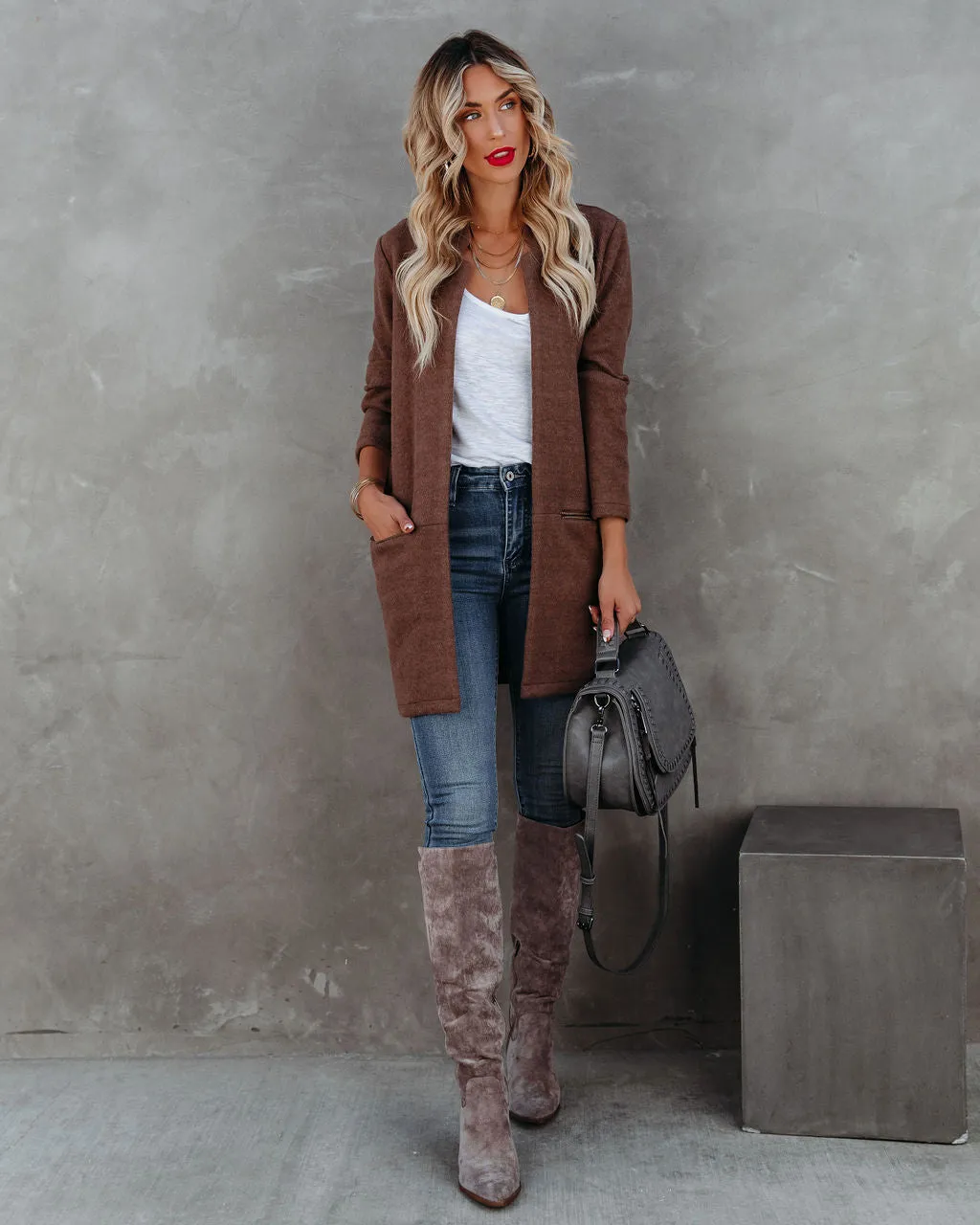 Toleet-Winter and Autumn Outfits Christmas/Thanksgiving_Pocketed Coat in Mocha