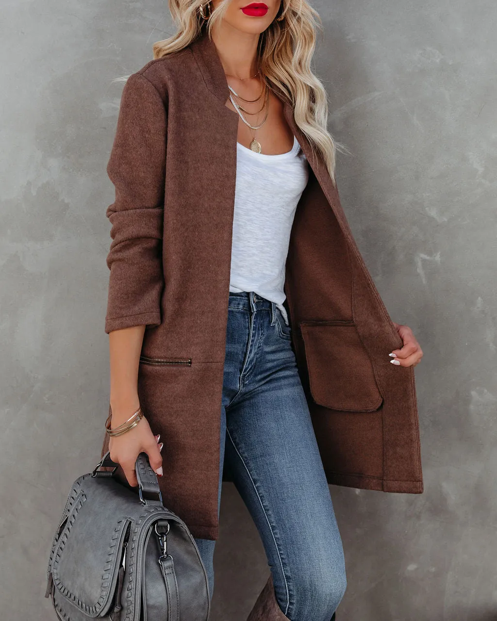 Toleet-Winter and Autumn Outfits Christmas/Thanksgiving_Pocketed Coat in Mocha