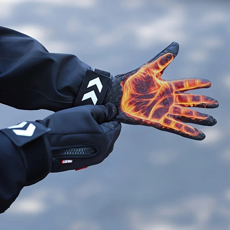 Touchscreen-Compatible Gloves - Waterproof, Warm & Windproof for Outdoor Activities, Non-Slip Grip, Zipper Closure