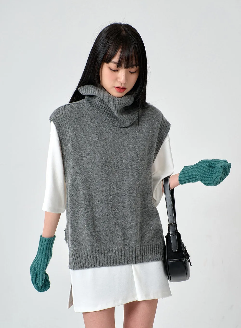 Turtleneck Cashmere Wool Vest OD01