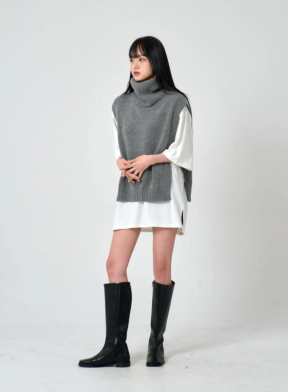 Turtleneck Cashmere Wool Vest OD01