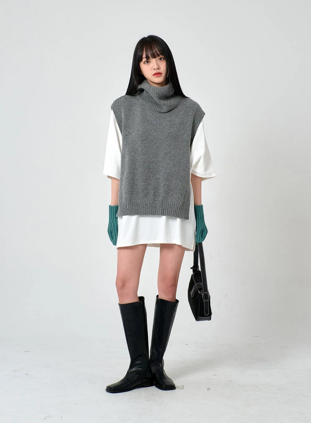 Turtleneck Cashmere Wool Vest OD01