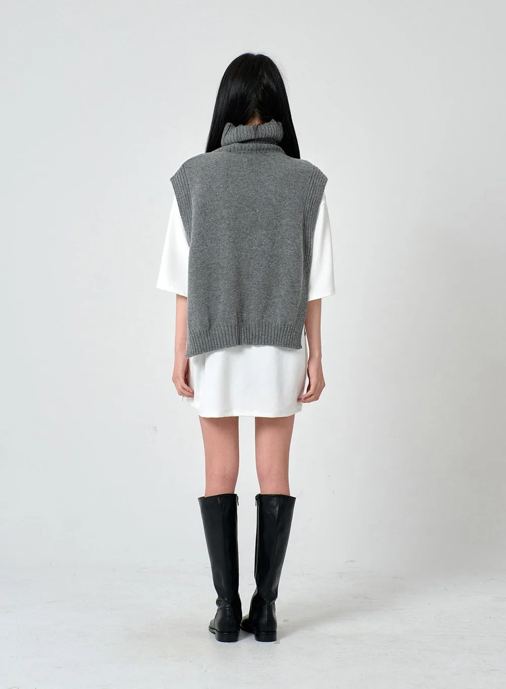 Turtleneck Cashmere Wool Vest OD01