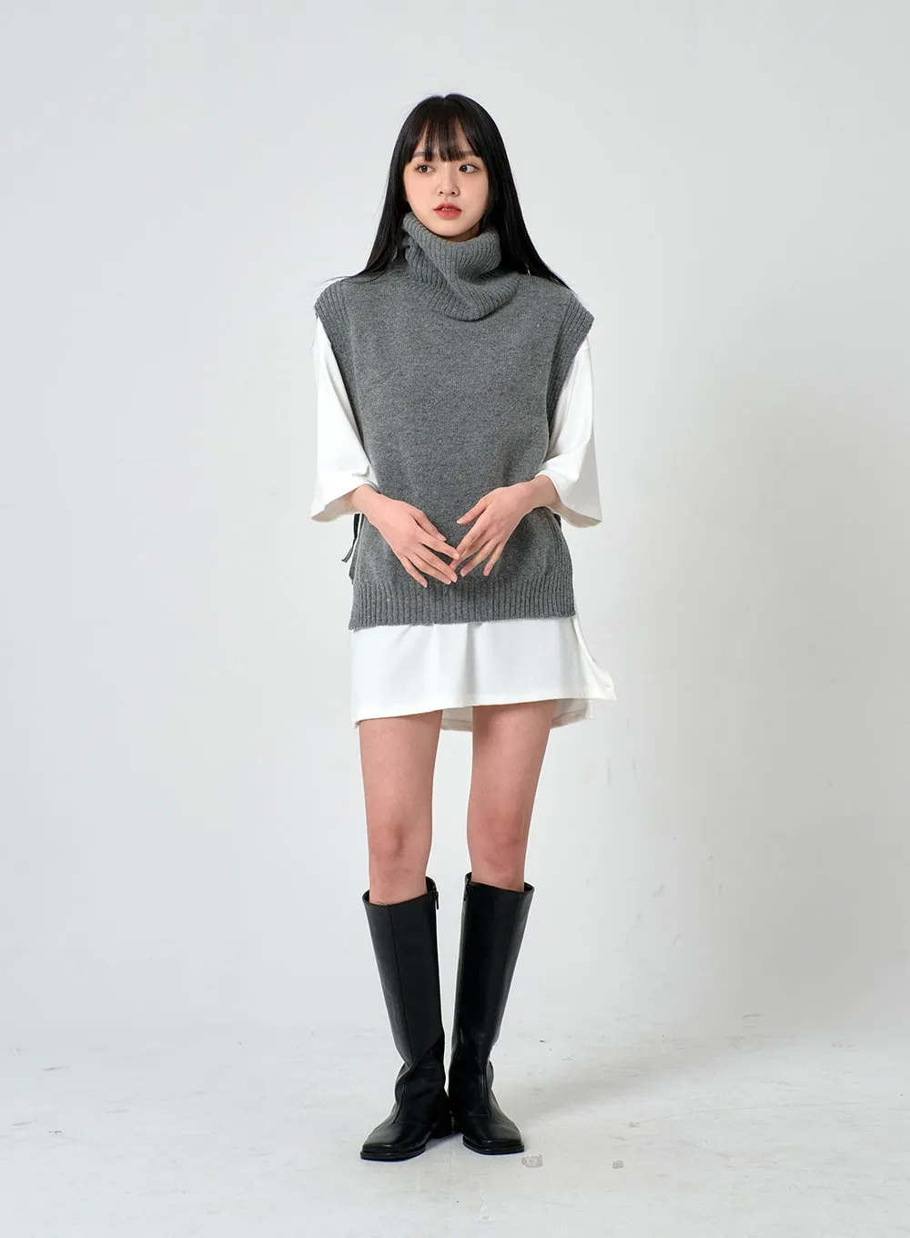 Turtleneck Cashmere Wool Vest OD01