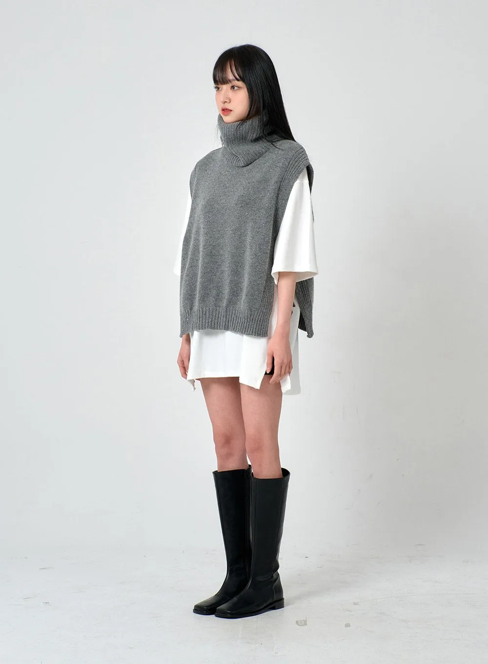 Turtleneck Cashmere Wool Vest OD01