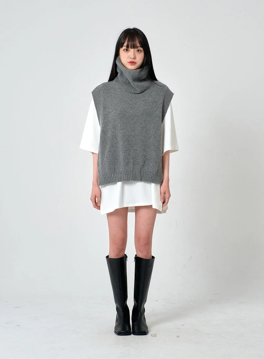 Turtleneck Cashmere Wool Vest OD01