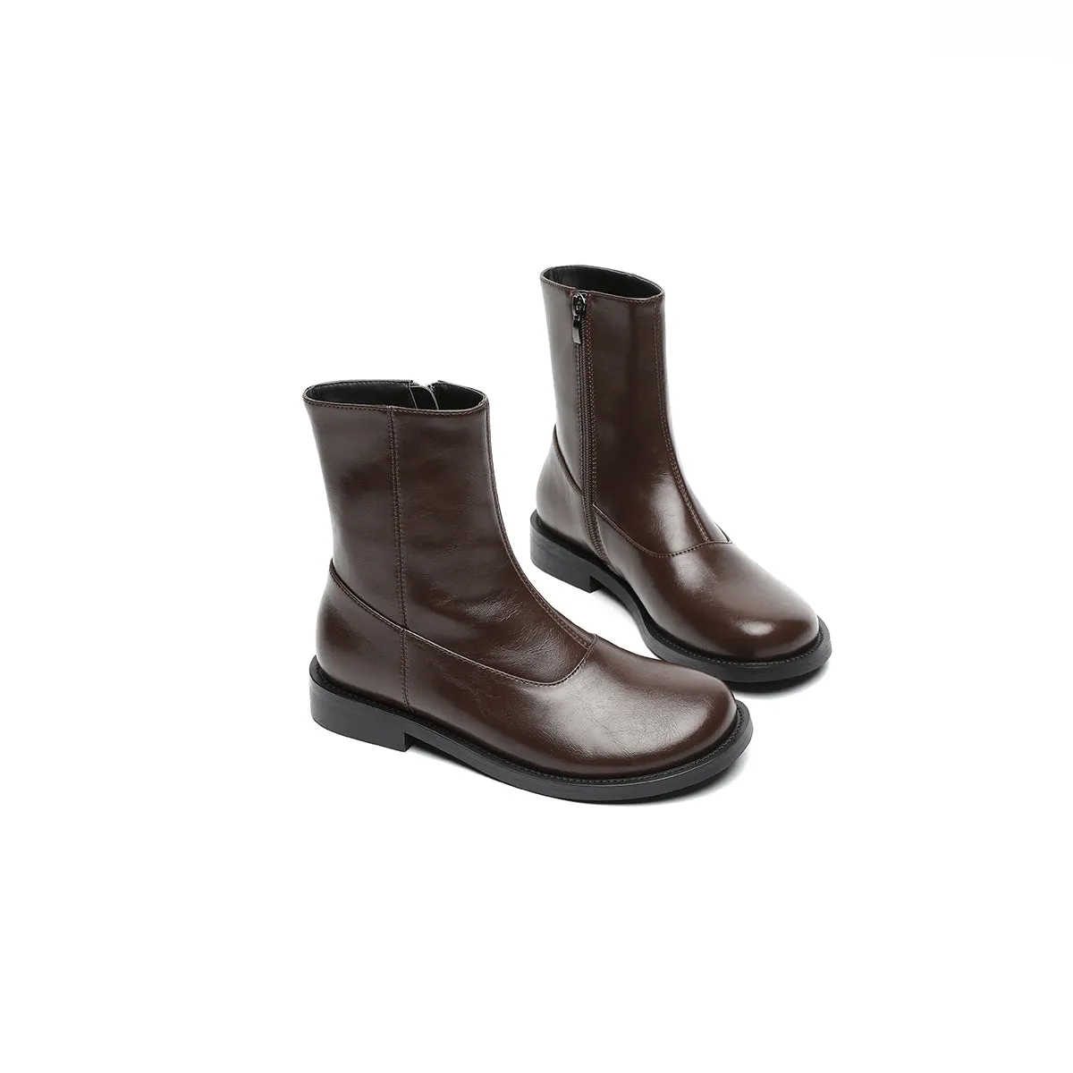 Versatile Flat Fleece-Lined Martin Mid-Calf Boots