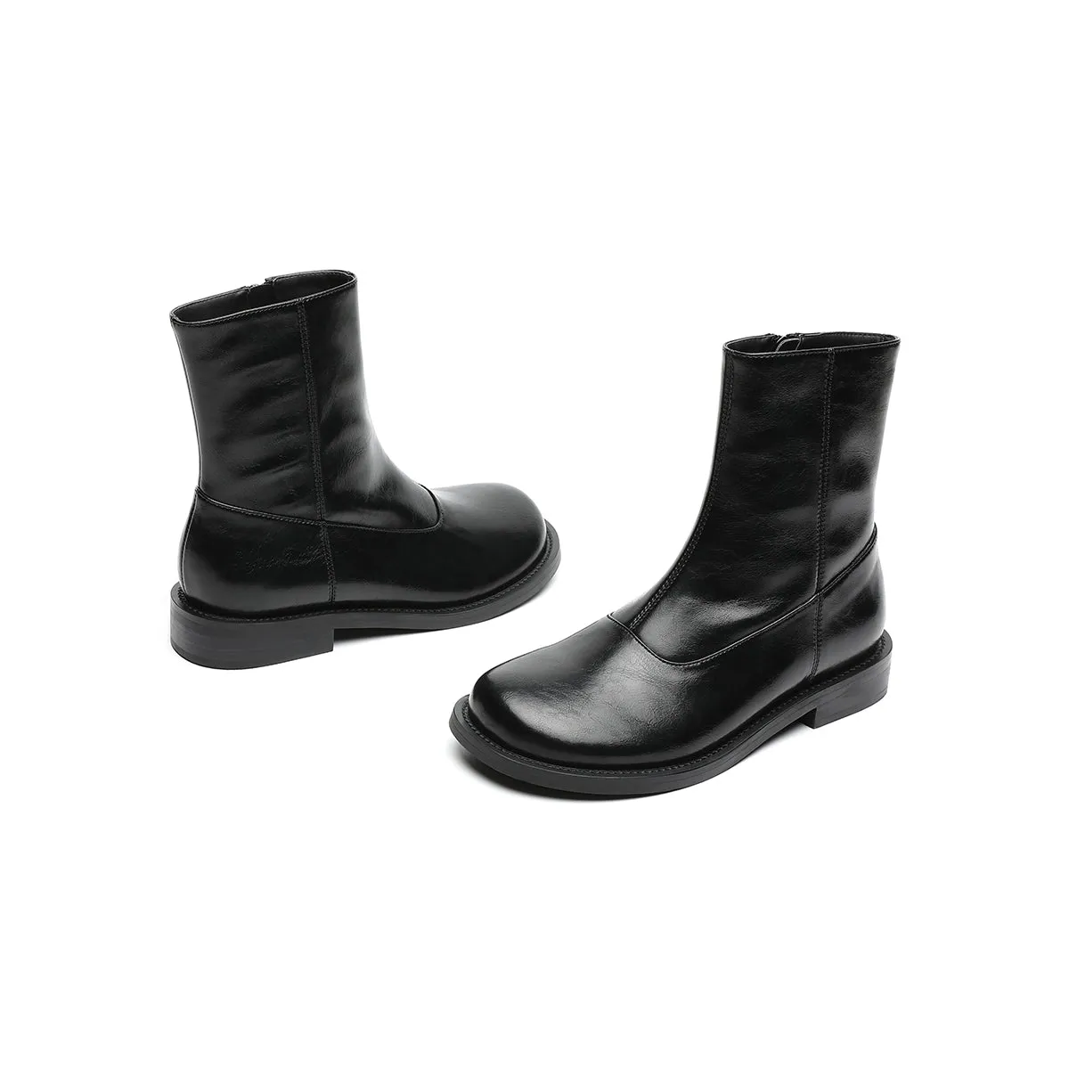 Versatile Flat Fleece-Lined Martin Mid-Calf Boots