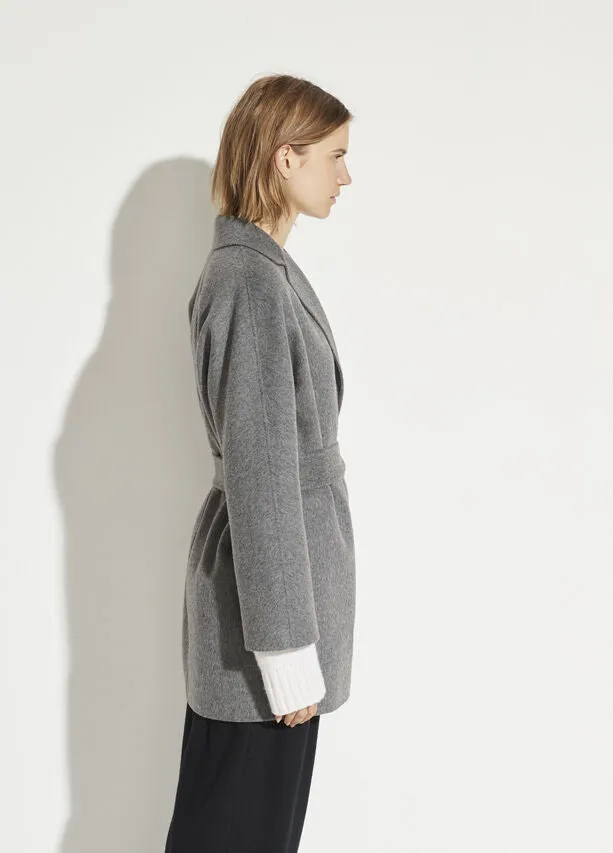 Vince - Belted Cardigan Coat in Medium Heather Grey