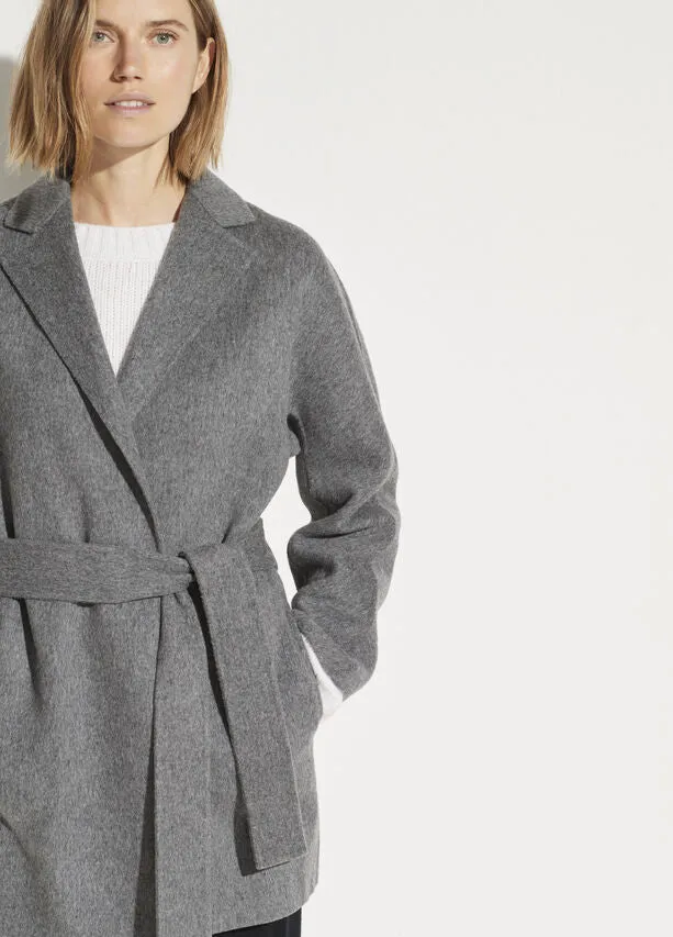 Vince - Belted Cardigan Coat in Medium Heather Grey