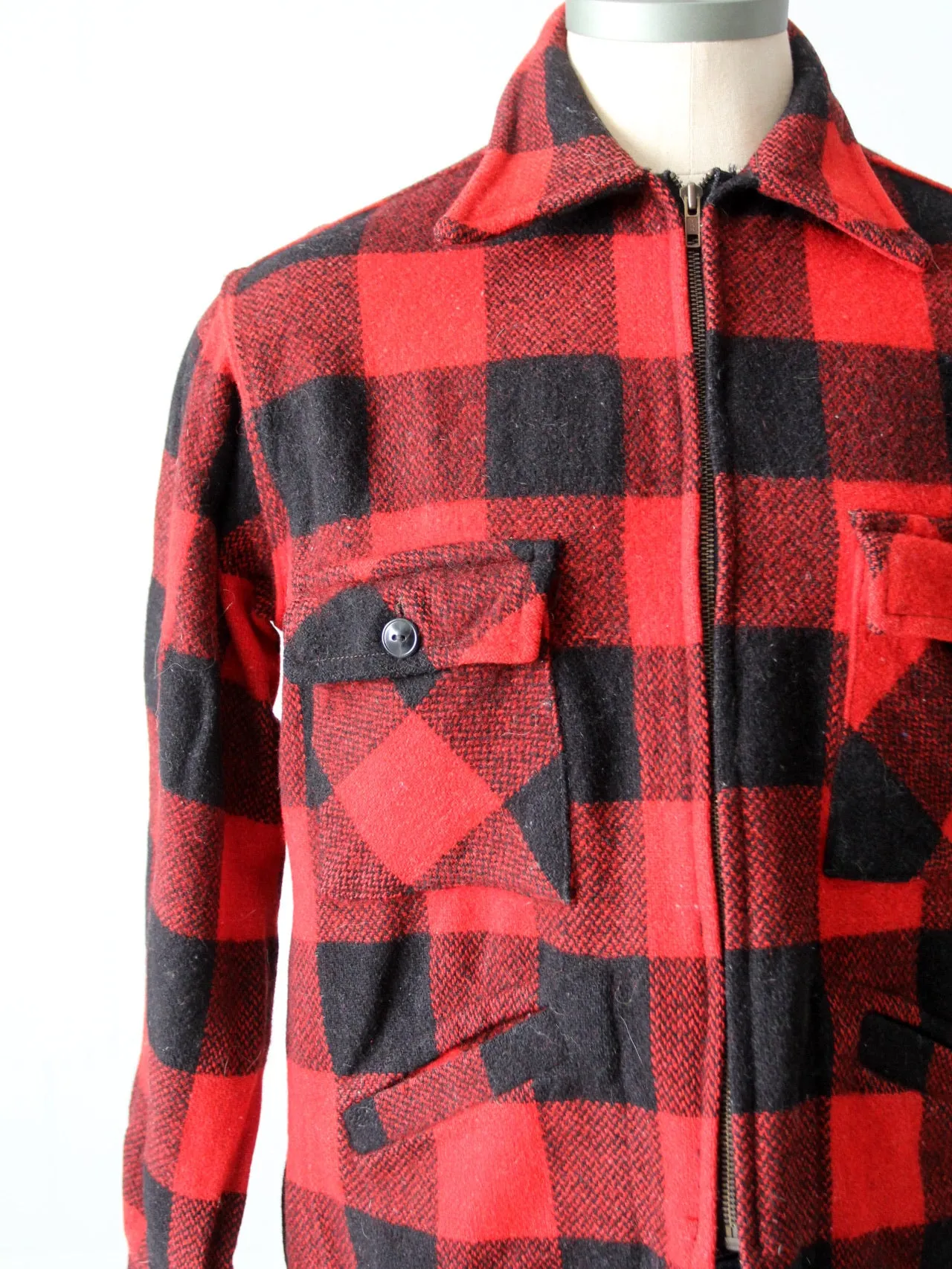 vintage 50s buffalo check wool jacket