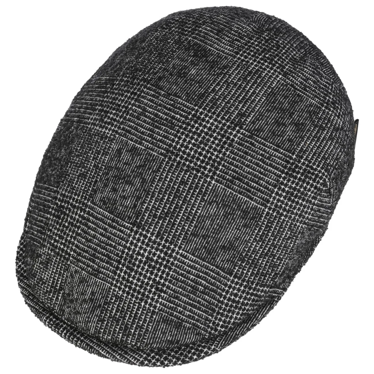 Virgin Wool Check Flat Cap by Borsalino