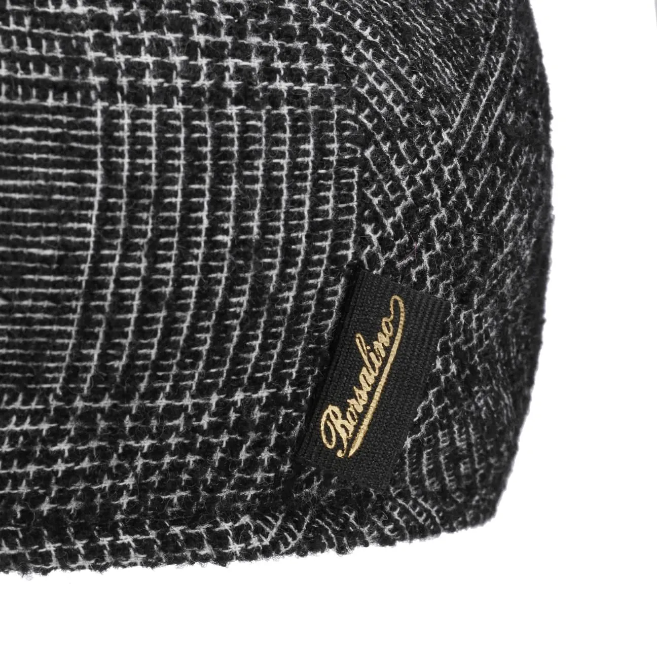 Virgin Wool Check Flat Cap by Borsalino