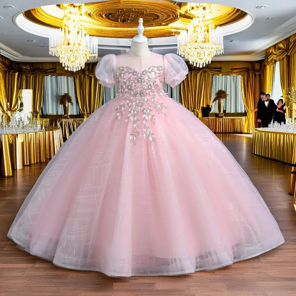 VT6001 Yoliyolei Sequined Flower Girl Dress Children's First Communion Princess Ball Gown Kids Party Dresses For Wedding Birthday