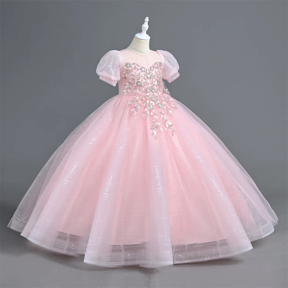 VT6001 Yoliyolei Sequined Flower Girl Dress Children's First Communion Princess Ball Gown Kids Party Dresses For Wedding Birthday