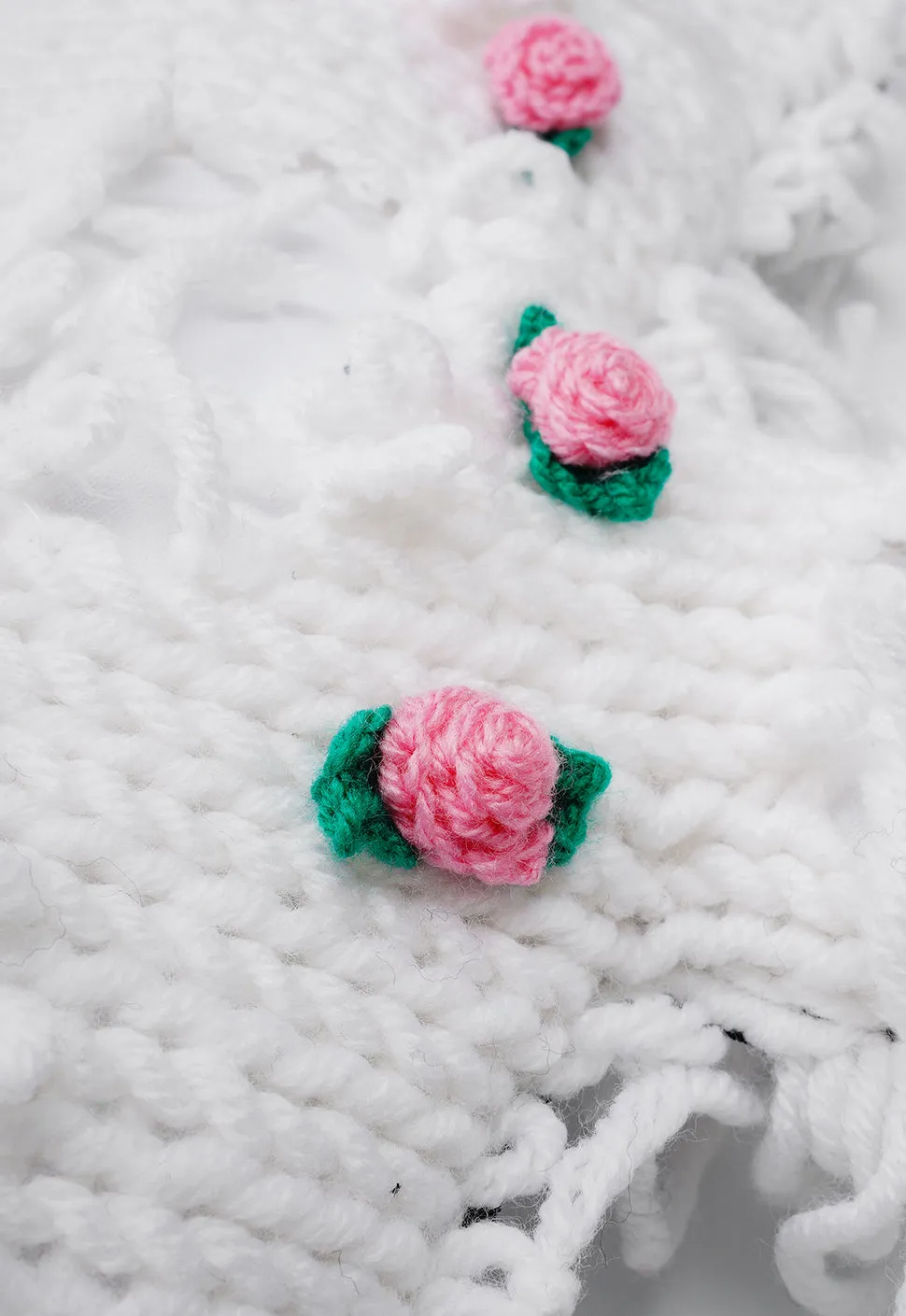 White | White Semi-Wool Coat & Roses| Spooky SkullBEARS Bear Bag