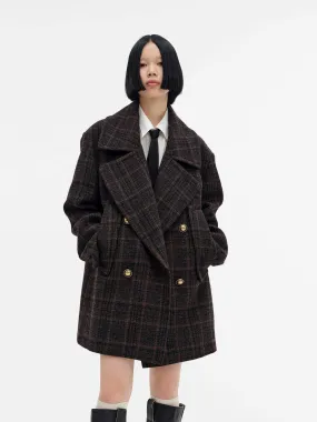 Wide Collar Checked Coat