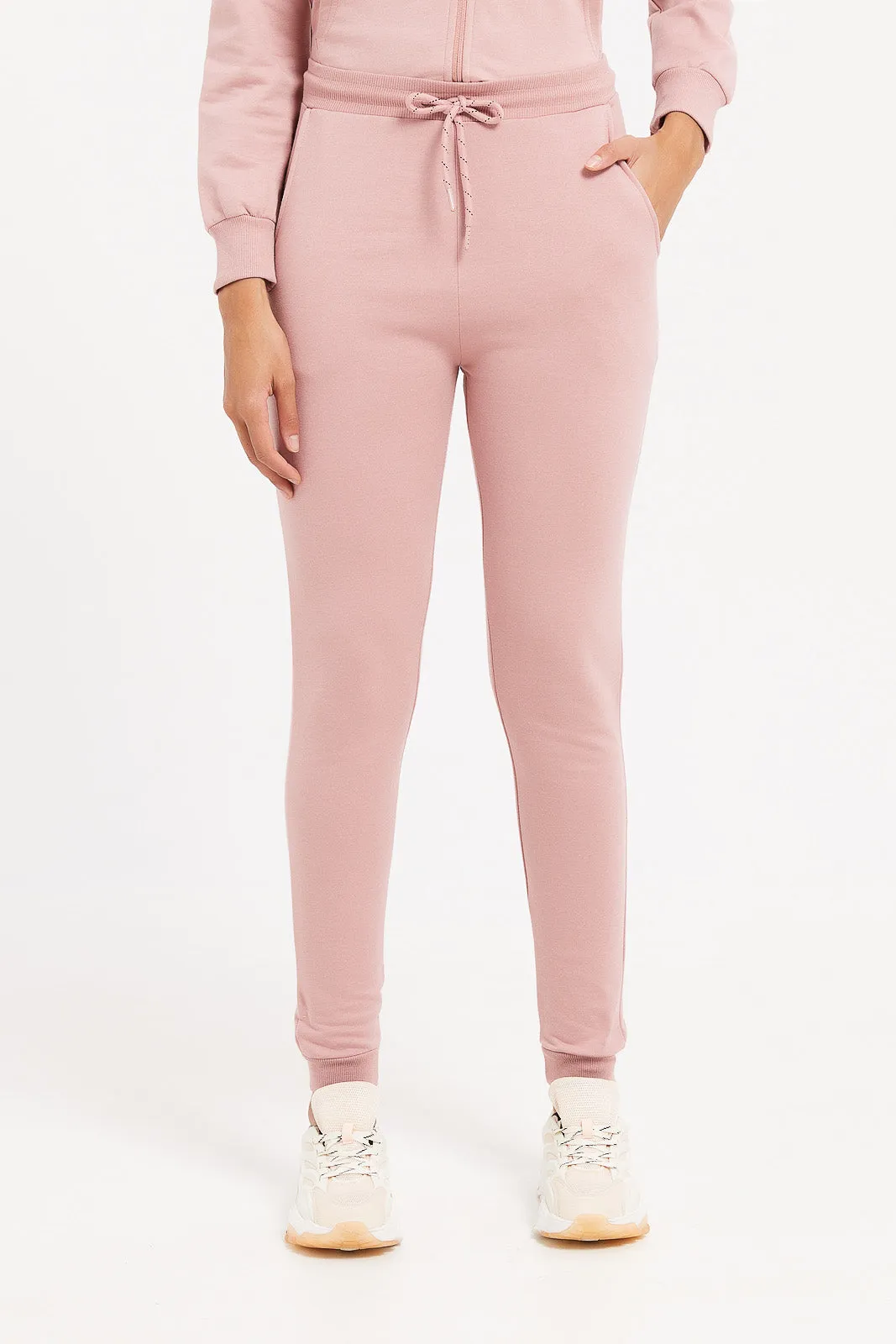 Women Plain Pink Joggers