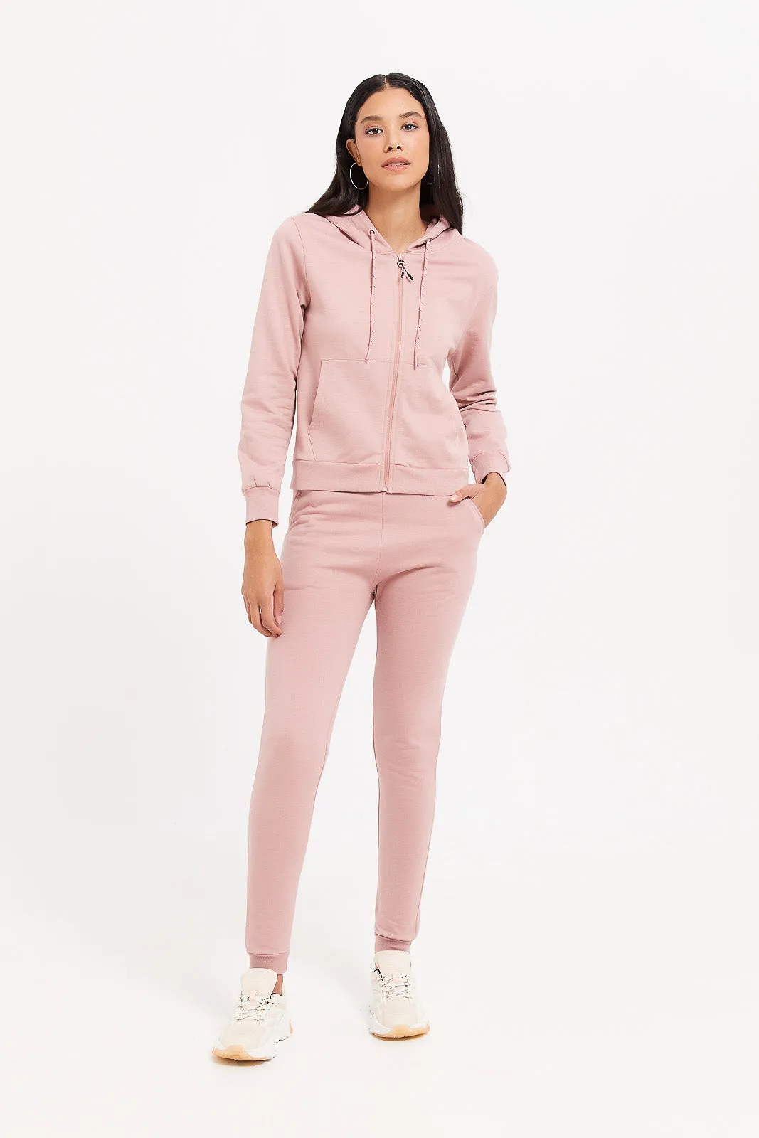 Women Plain Pink Joggers