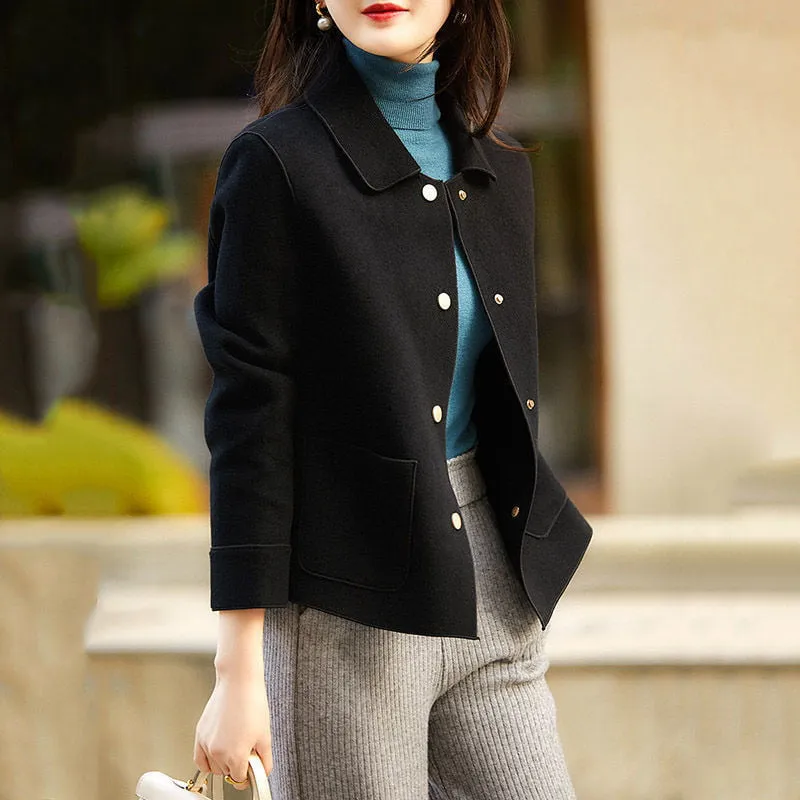 Women's Fashion Short Double-faced Wool Coat