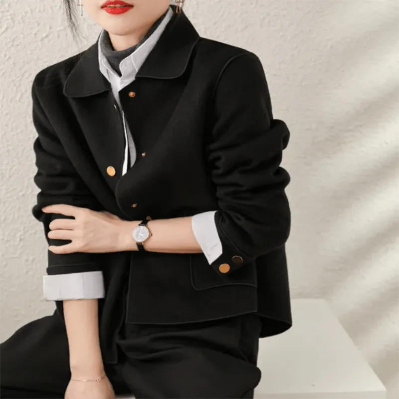 Women's Fashion Short Double-faced Wool Coat