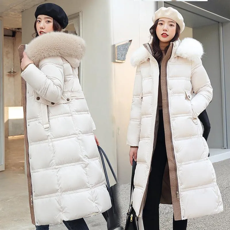 Women's Long Over-the-knee Large Wool Cotton-padded Coat