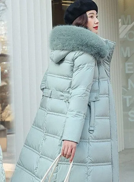 Women's Long Over-the-knee Large Wool Cotton-padded Coat