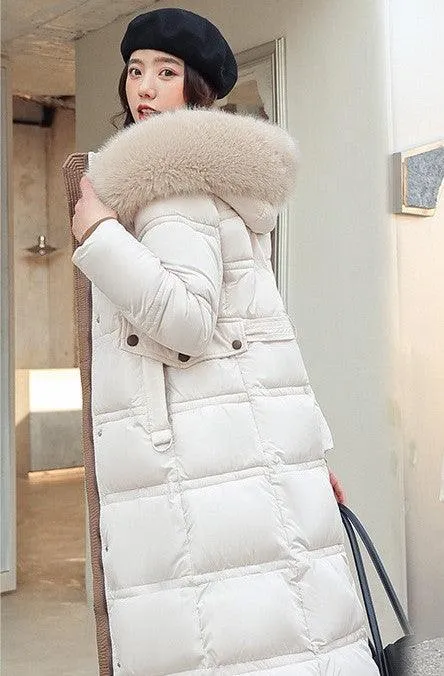 Women's Long Over-the-knee Large Wool Cotton-padded Coat