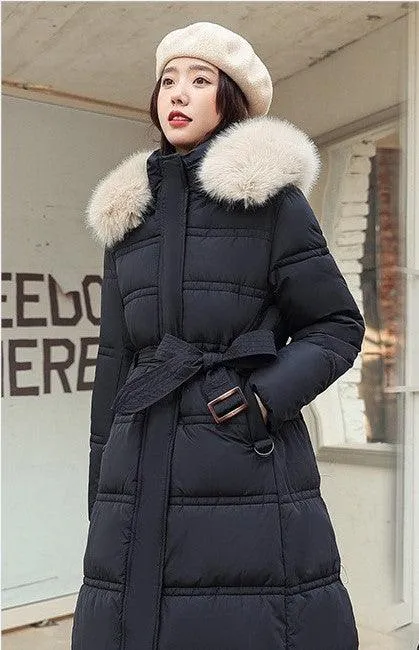 Women's Long Over-the-knee Large Wool Cotton-padded Coat