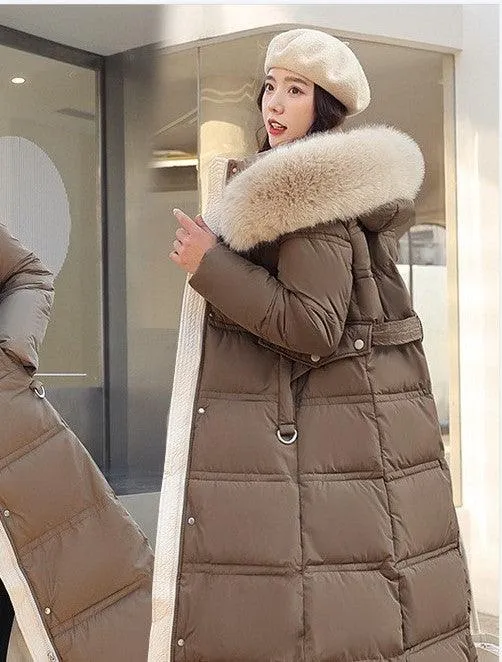 Women's Long Over-the-knee Large Wool Cotton-padded Coat