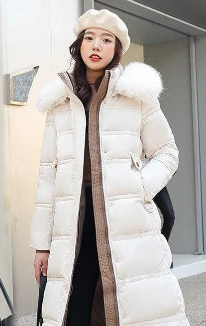 Women's Long Over-the-knee Large Wool Cotton-padded Coat