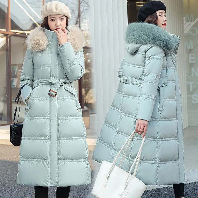 Women's Long Over-the-knee Large Wool Cotton-padded Coat