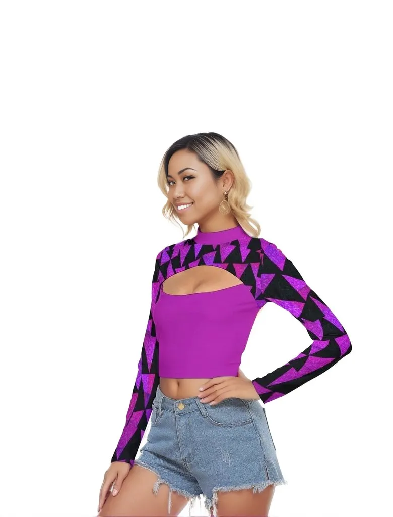 Women's Royal Tri Prism Hollow Chest Tight Crop Top