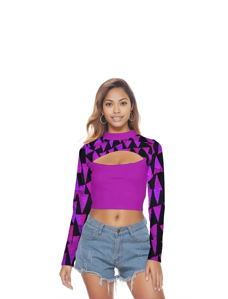 Women's Royal Tri Prism Hollow Chest Tight Crop Top