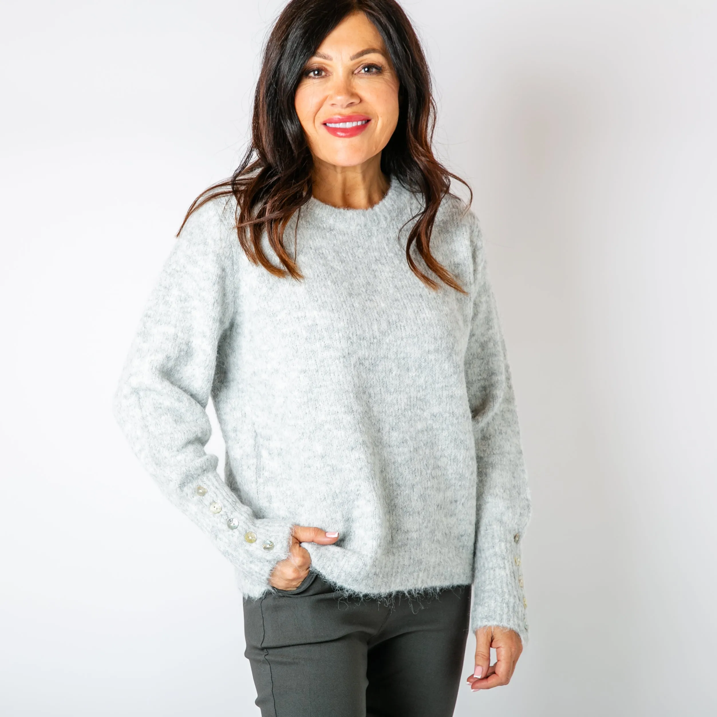 Wool Blend Button Jumper