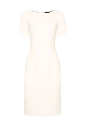 Wool Faille Dress in Ivory - Angie