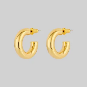 YARA. Simple Small Hoop Earrings - Gold