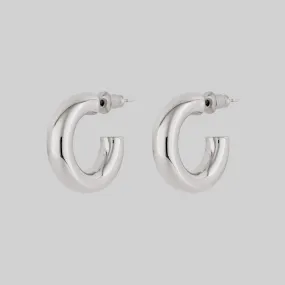 YARA. Simple Small Hoop Earrings - Silver